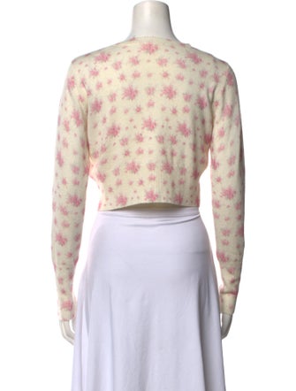 LoveShackFancy Floral Print Crew Neck Sweater