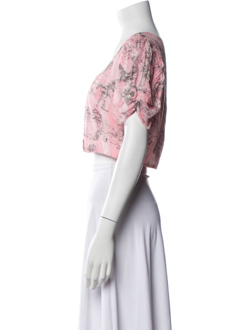 LoveShackFancy Floral Print V-Neck Crop Top