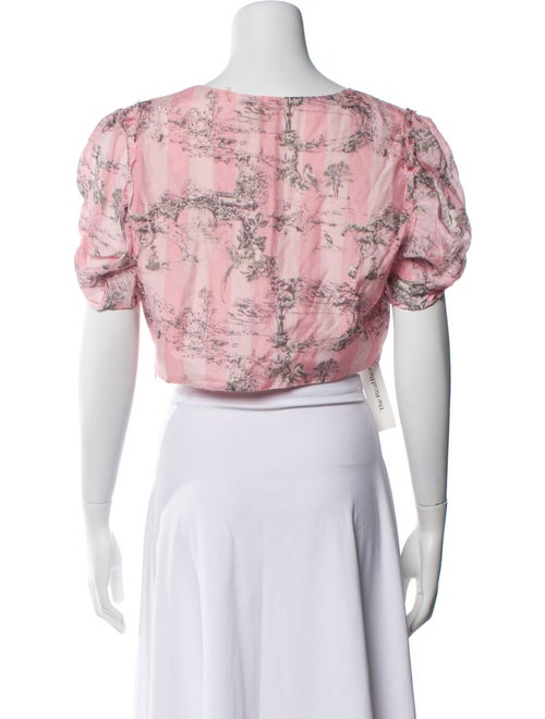 LoveShackFancy Floral Print V-Neck Crop Top