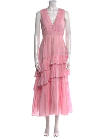 LoveShackFancy V-Neck Long Dress