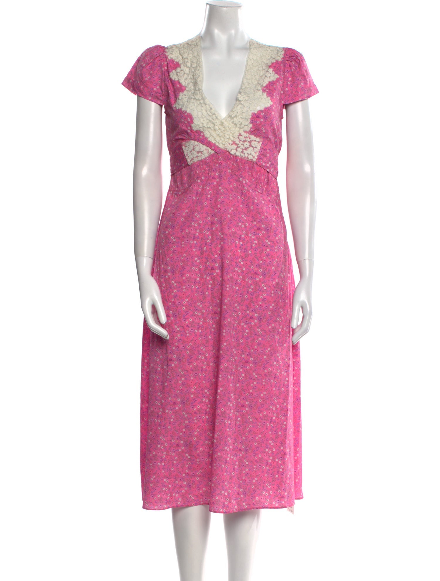 LoveShackFancy Floral Print Midi Length Dress