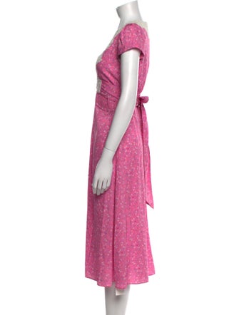 LoveShackFancy Floral Print Midi Length Dress