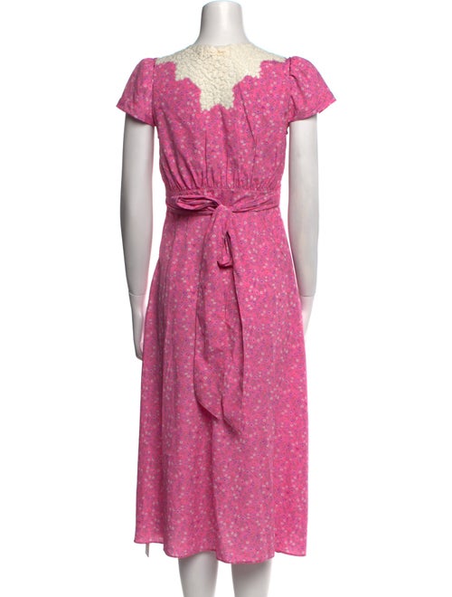 LoveShackFancy Floral Print Midi Length Dress