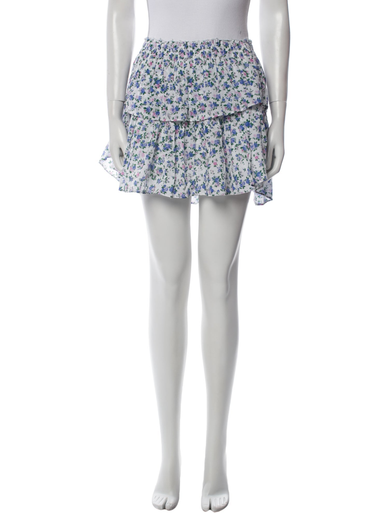 LoveShackFancy Floral Print Mini Skirt