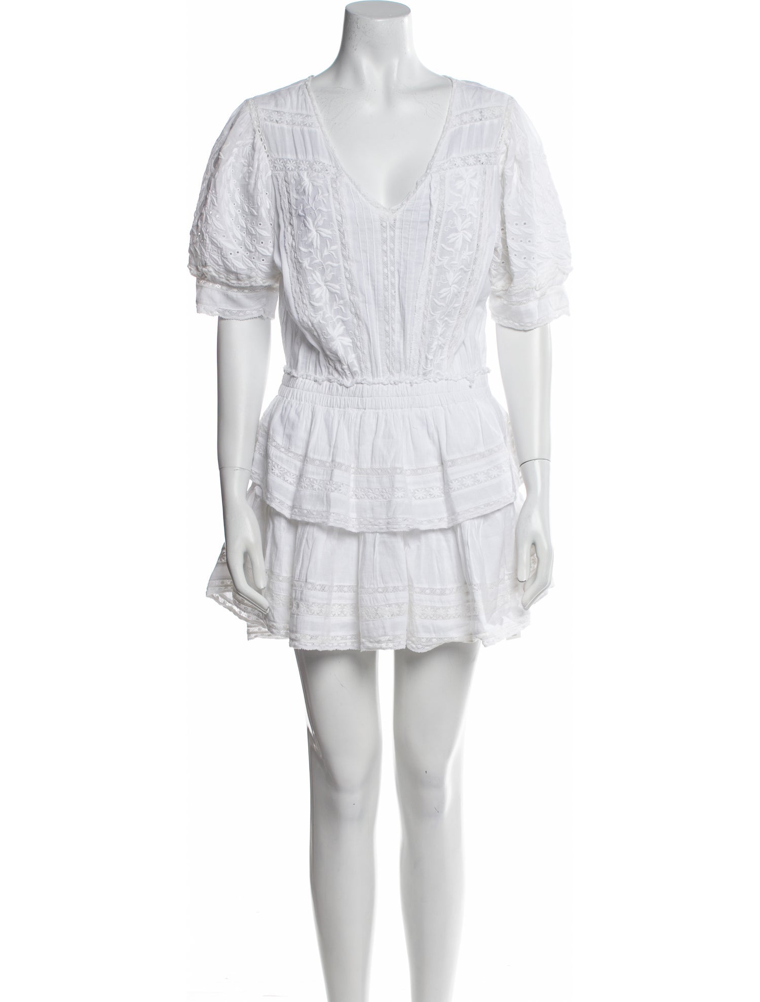 LoveShackFancy V-Neck Mini Dress