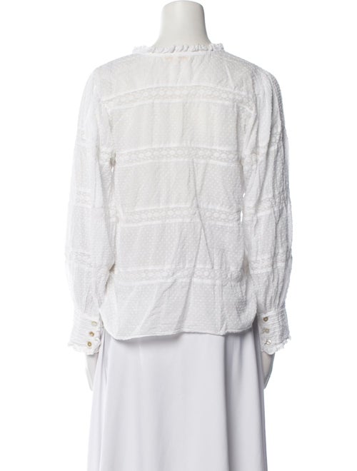 LoveShackFancy Mock Neck Long Sleeve Button-Up Top