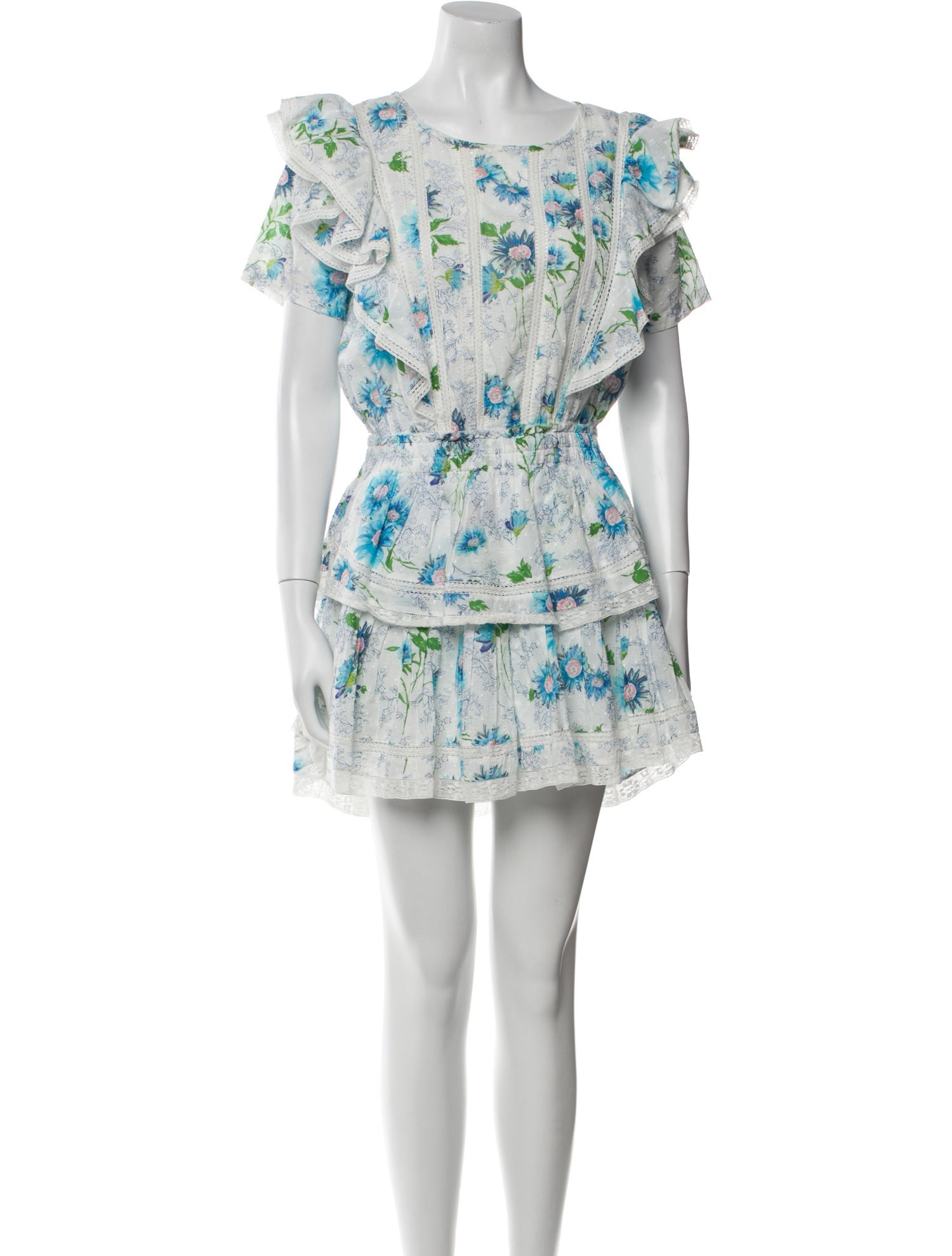 LoveShackFancy Floral Print Mini Dress