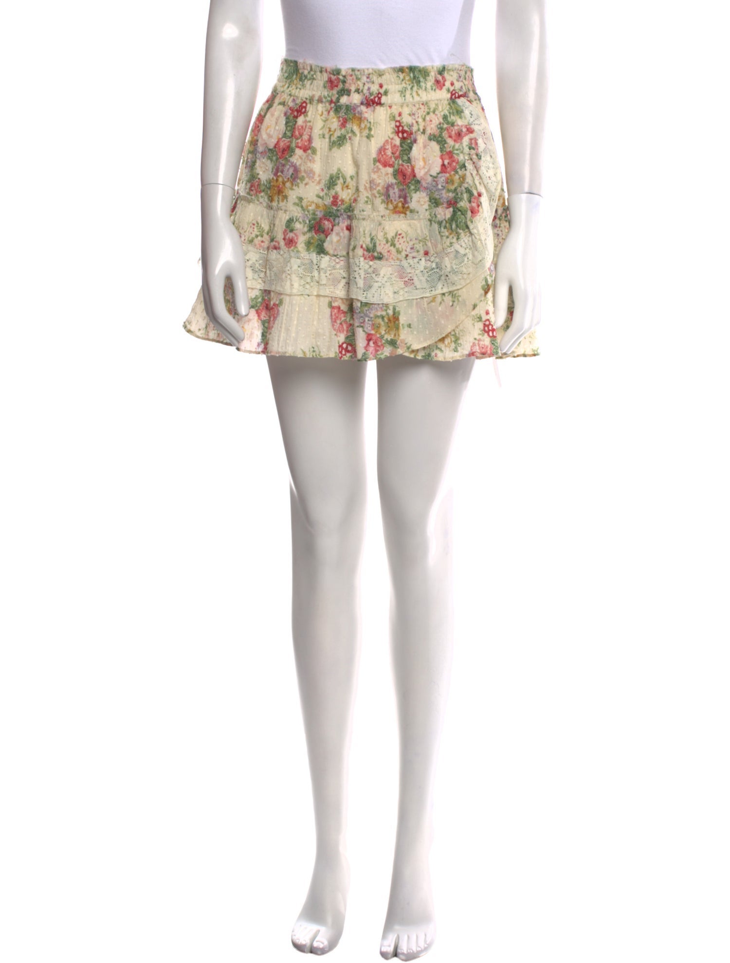 LoveShackFancy Floral Print Mini Skirt