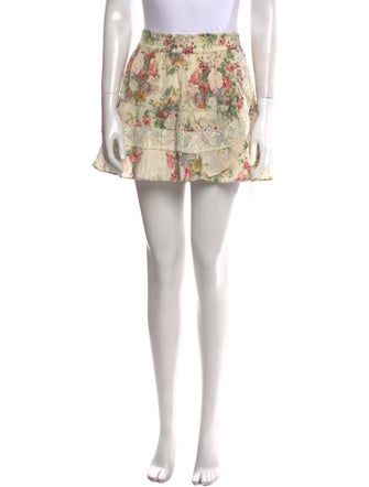 LoveShackFancy Floral Print Mini Skirt
