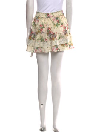 LoveShackFancy Floral Print Mini Skirt