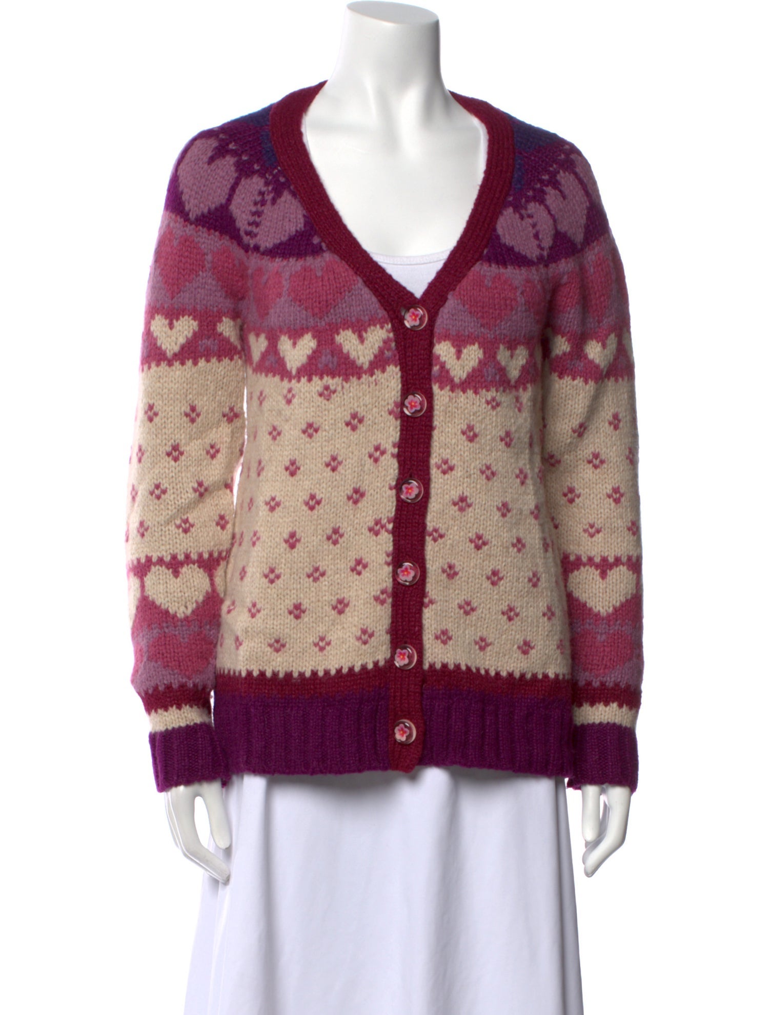 LoveShackFancy Printed V-Neck Sweater