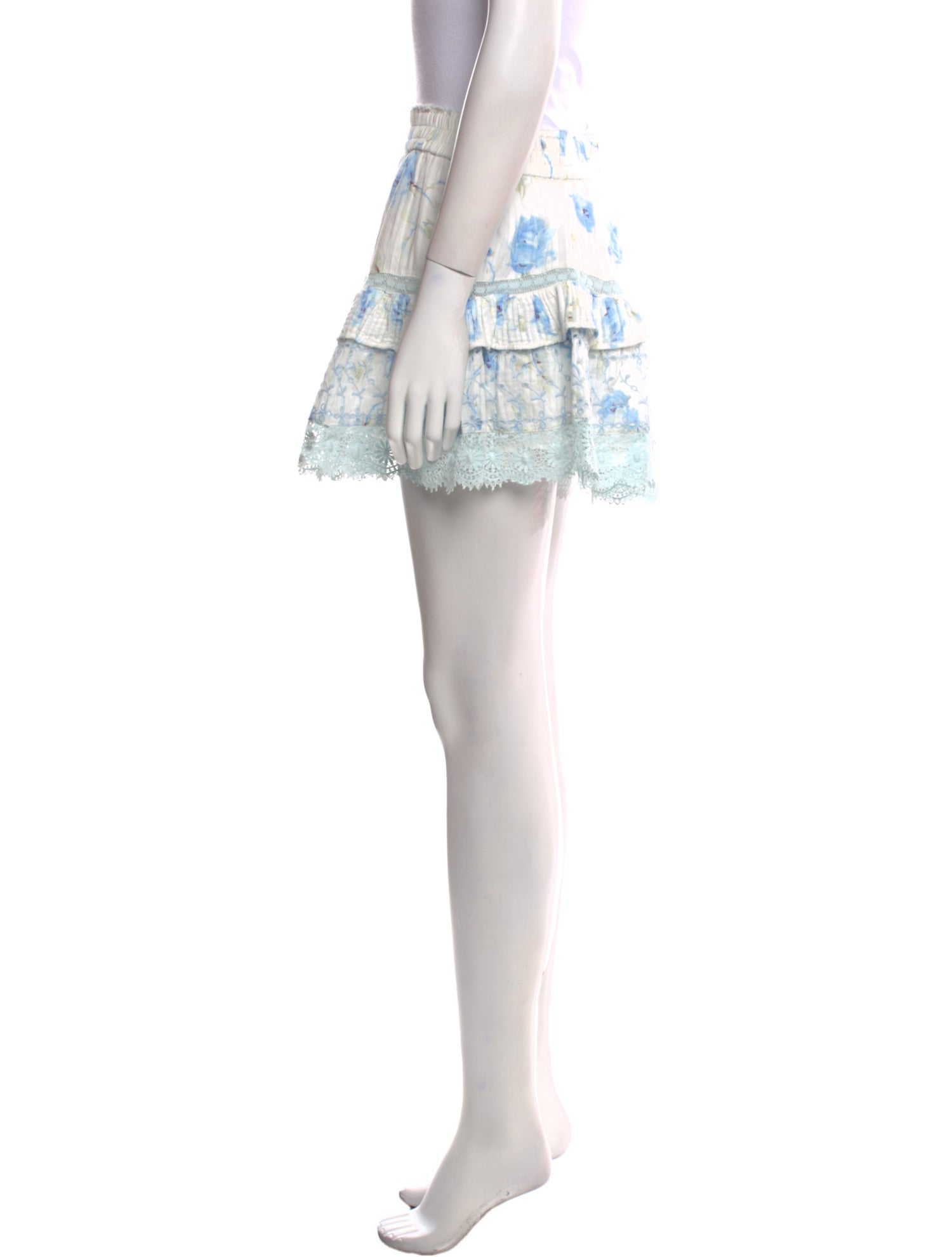 LoveShackFancy Floral Print Mini Skirt