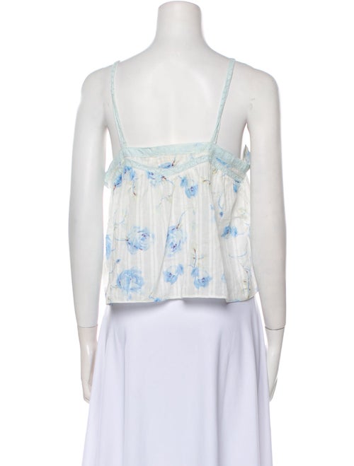 LoveShackFancy Floral Print Square Neckline Crop Top