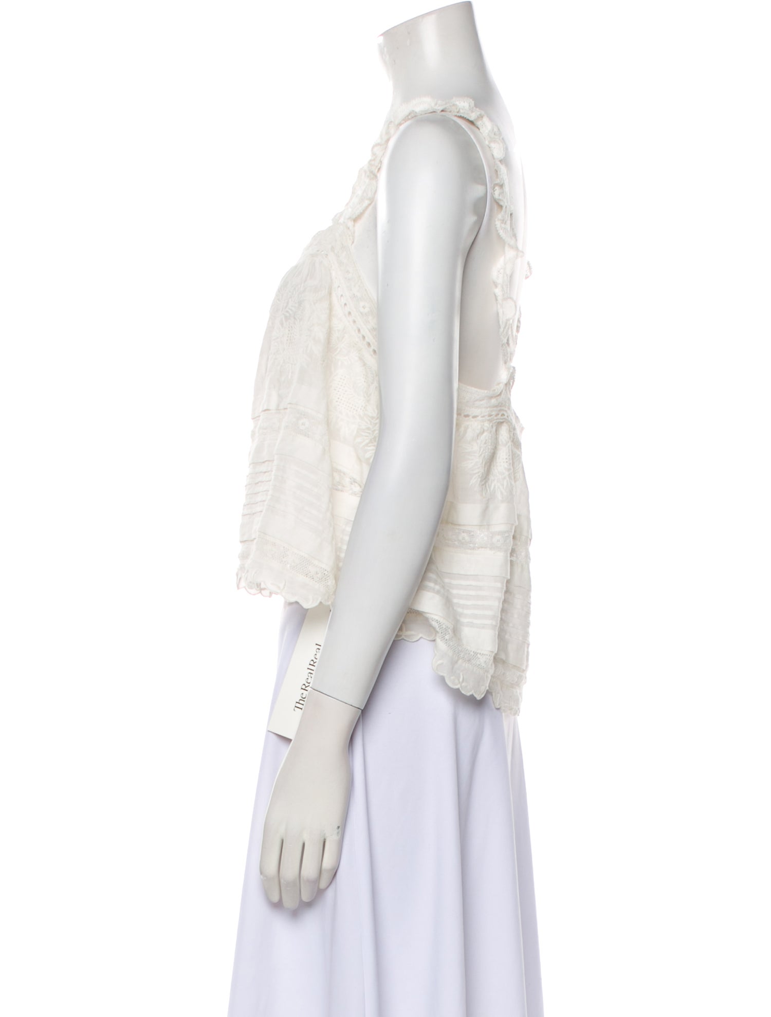 LoveShackFancy Square Neckline Sleeveless Crop Top