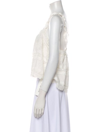 LoveShackFancy Square Neckline Sleeveless Crop Top