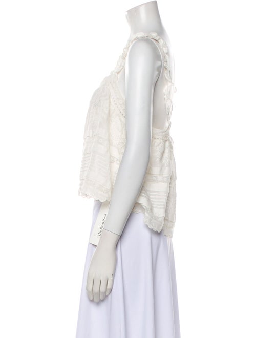 LoveShackFancy Square Neckline Sleeveless Crop Top