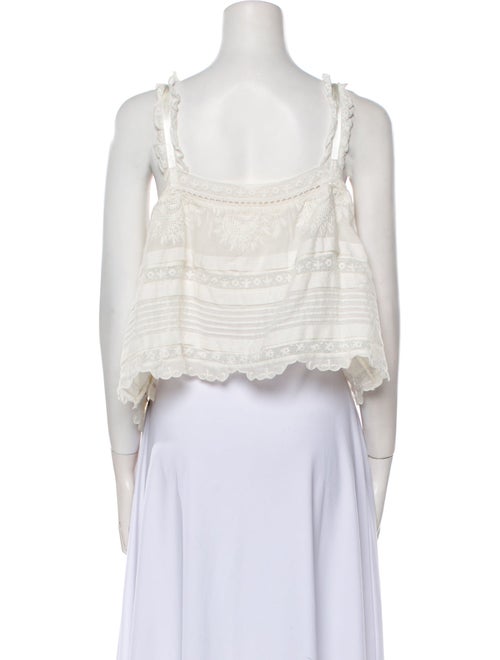 LoveShackFancy Square Neckline Sleeveless Crop Top