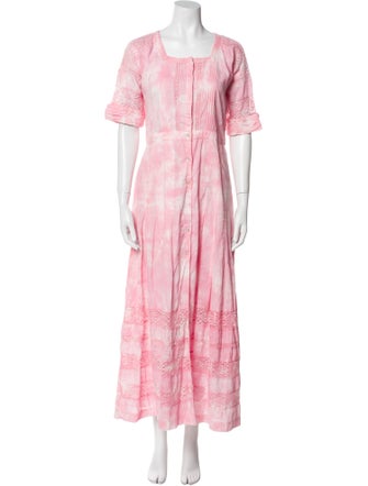LoveShackFancy Tie-Dye Print Long Dress