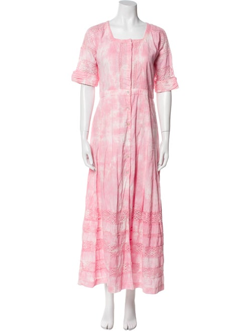 LoveShackFancy Tie-Dye Print Long Dress