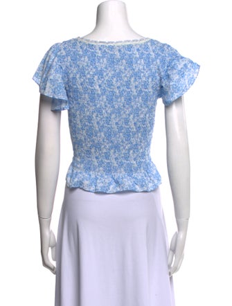 LoveShackFancy Printed Square Neckline Crop Top