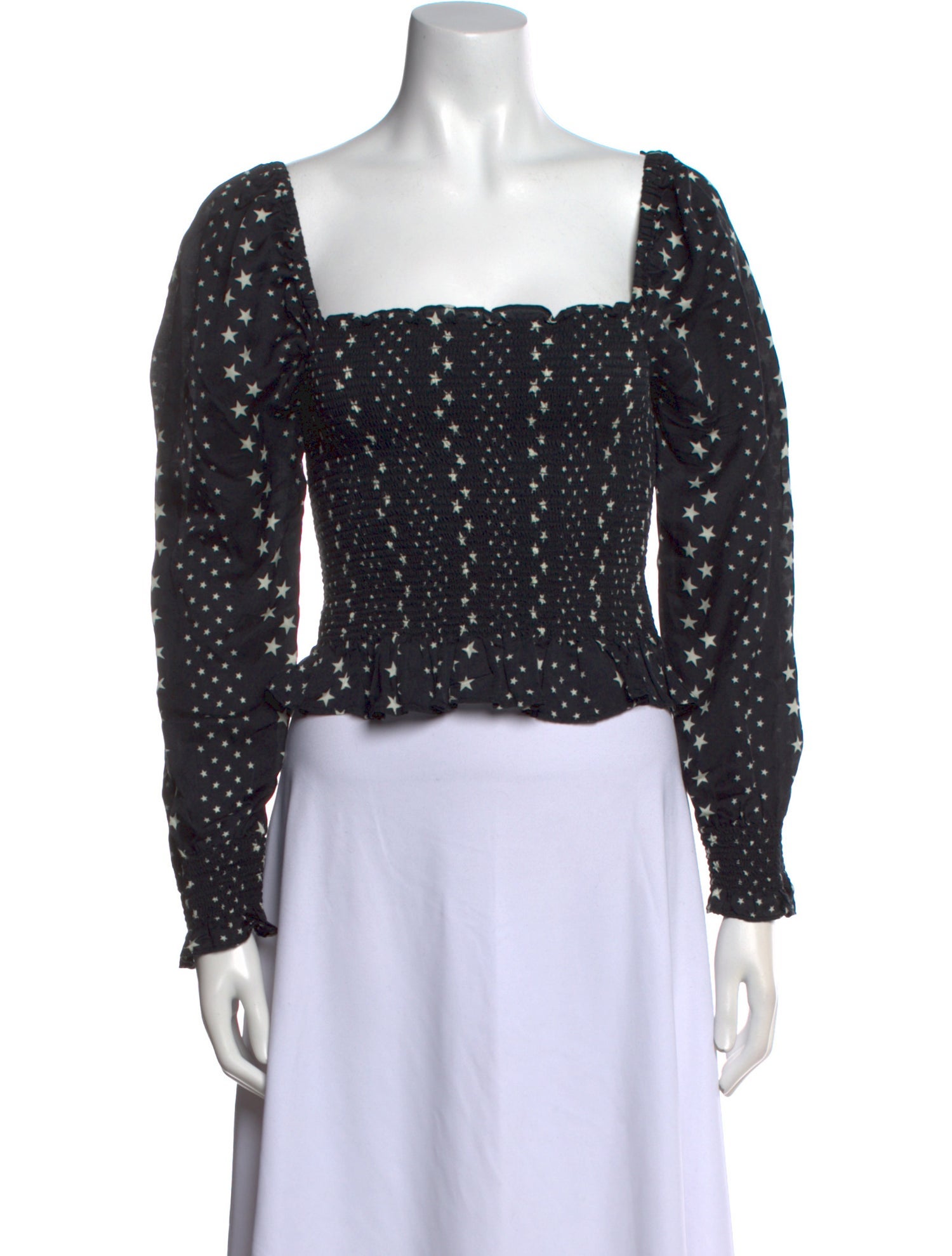 LoveShackFancy Printed Square Neckline Crop Top