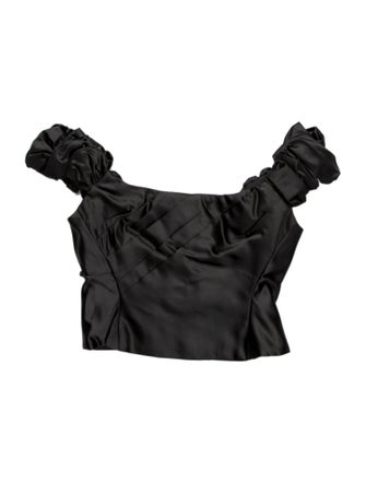 LoveShackFancy Off-The-Shoulder Sleeveless Crop Top