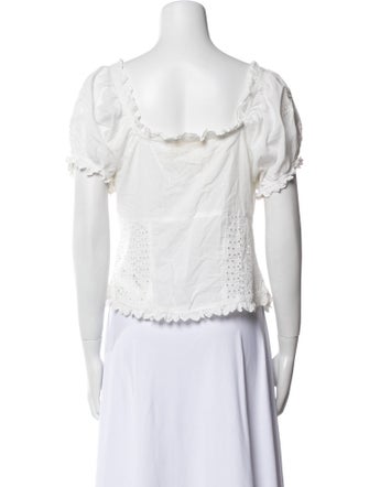 LoveShackFancy V-Neck Short Sleeve Crop Top