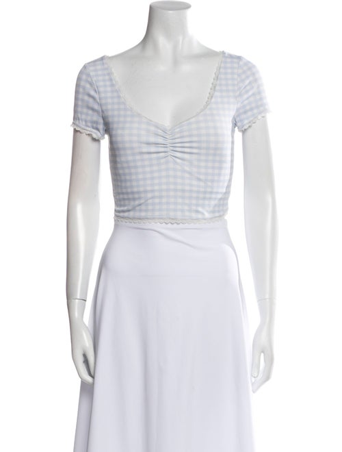 LoveShackFancy Plaid Print Square Neckline Crop Top