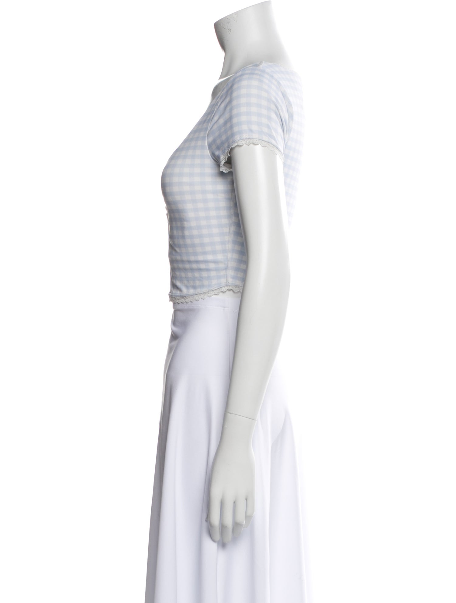 LoveShackFancy Plaid Print Square Neckline Crop Top