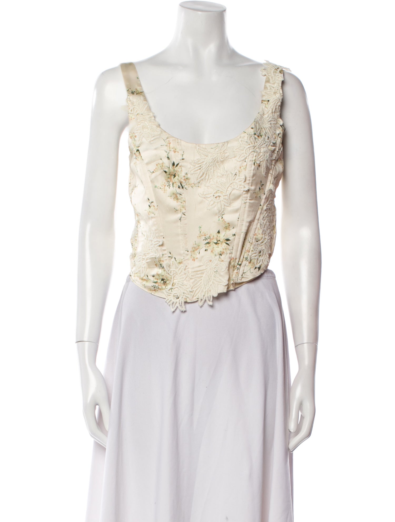 LoveShackFancy Scoop Neck Sleeveless Crop Top