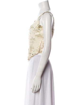 LoveShackFancy Scoop Neck Sleeveless Crop Top