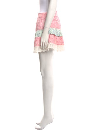LoveShackFancy Floral Print Mini Skirt