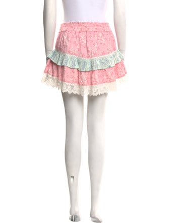 LoveShackFancy Floral Print Mini Skirt
