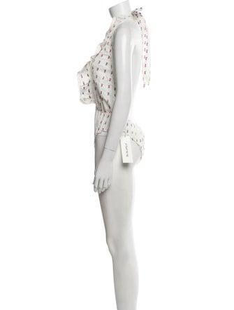 LoveShackFancy Floral Print V-Neck Bodysuit