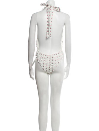 LoveShackFancy Floral Print V-Neck Bodysuit