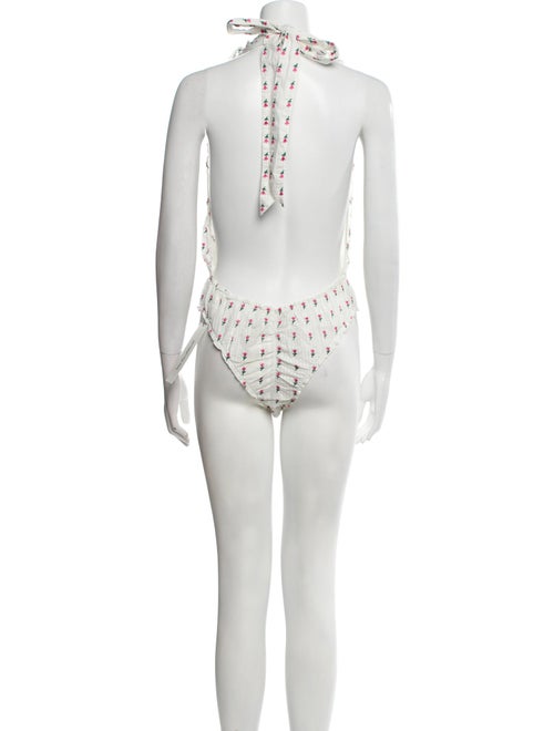 LoveShackFancy Floral Print V-Neck Bodysuit