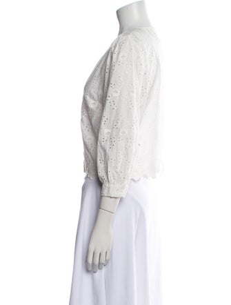 LoveShackFancy Lace Pattern V-Neck Crop Top