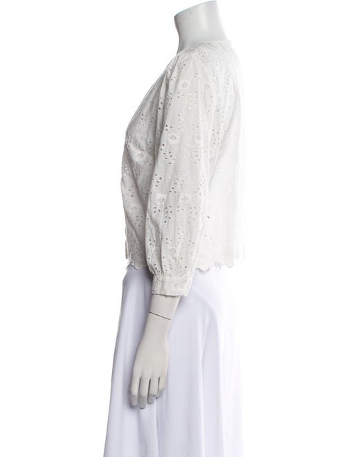 LoveShackFancy Lace Pattern V-Neck Crop Top