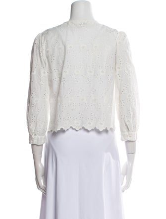 LoveShackFancy Lace Pattern V-Neck Crop Top