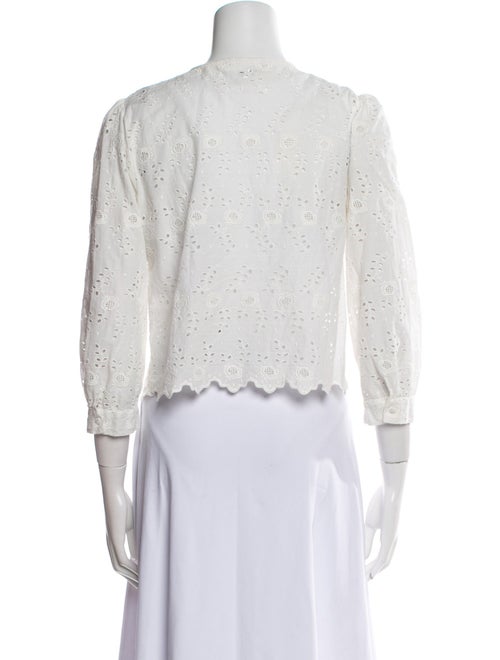 LoveShackFancy Lace Pattern V-Neck Crop Top