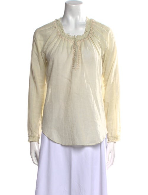 LoveShackFancy Scoop Neck Long Sleeve Blouse