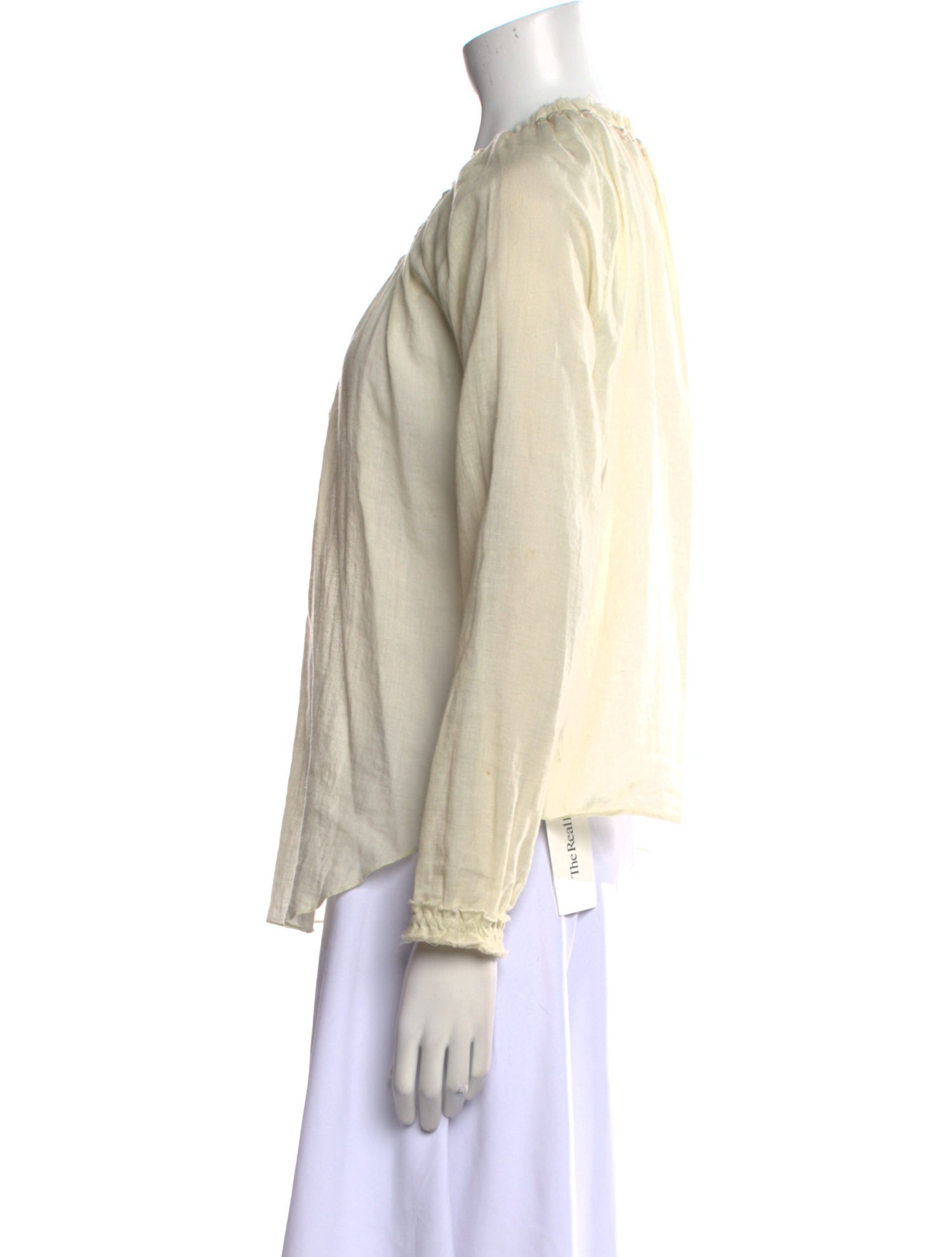 LoveShackFancy Scoop Neck Long Sleeve Blouse