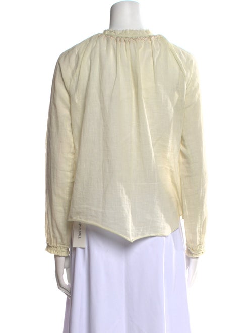 LoveShackFancy Scoop Neck Long Sleeve Blouse