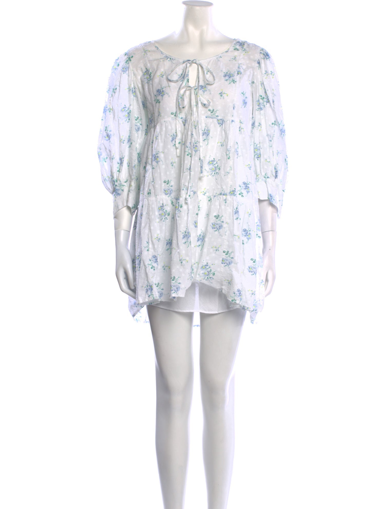 LoveShackFancy Floral Print Mini Dress