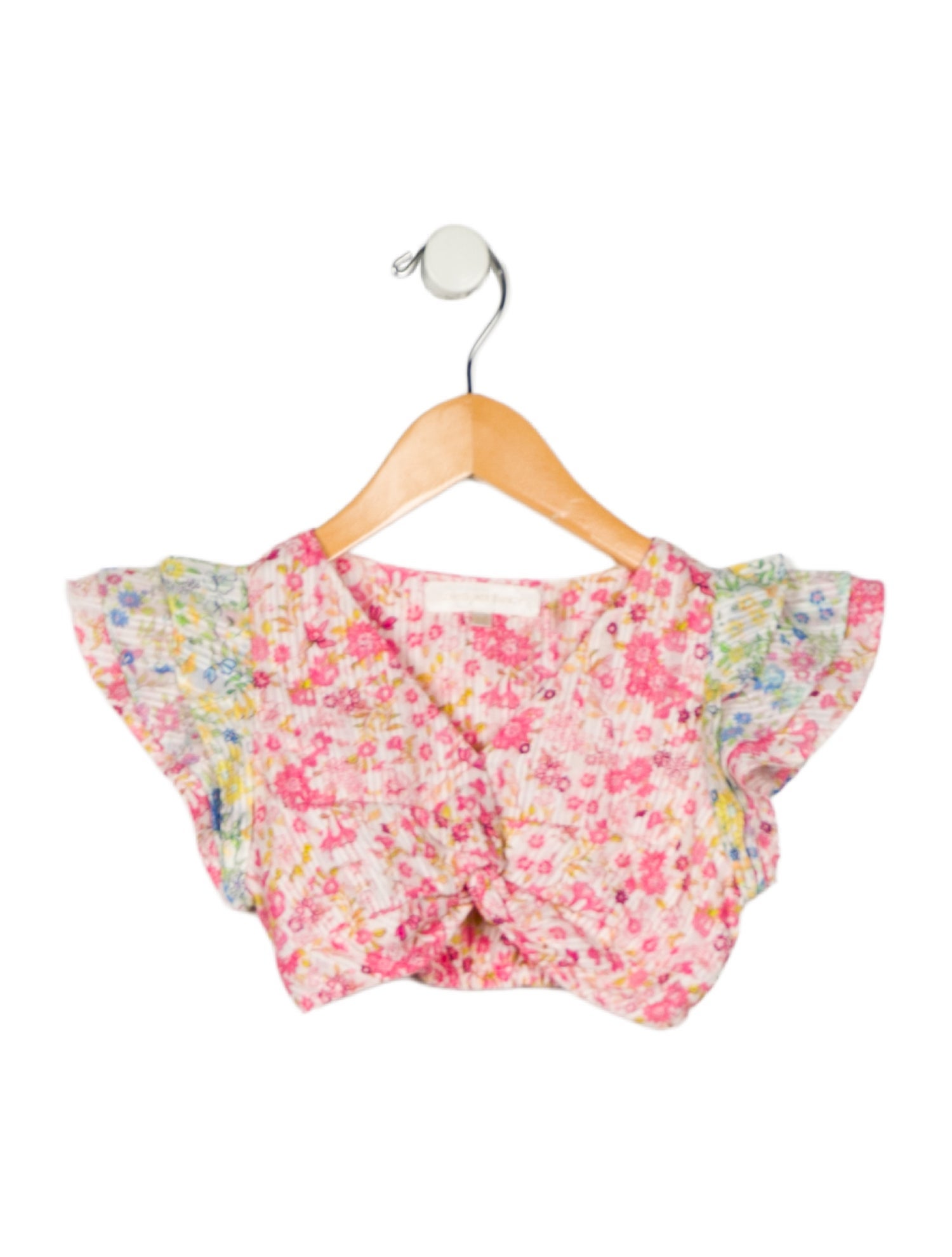 LoveShackFancy Girls Floral Cotton Short Sleeve Shirt