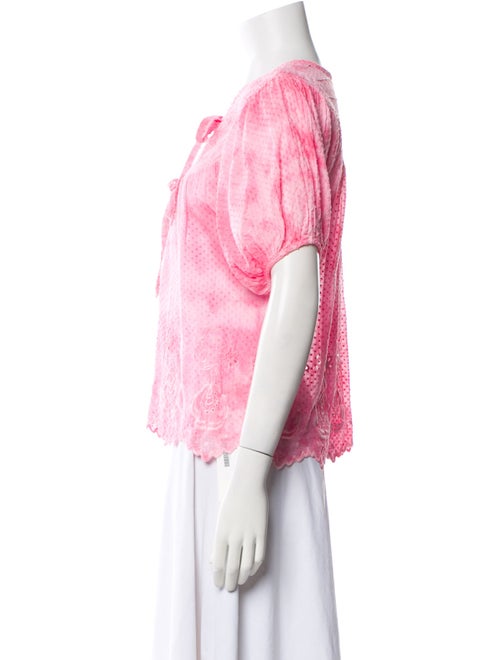 LoveShackFancy Patterned Tie Neck Blouse