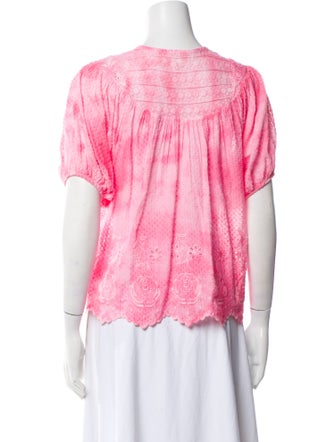 LoveShackFancy Patterned Tie Neck Blouse