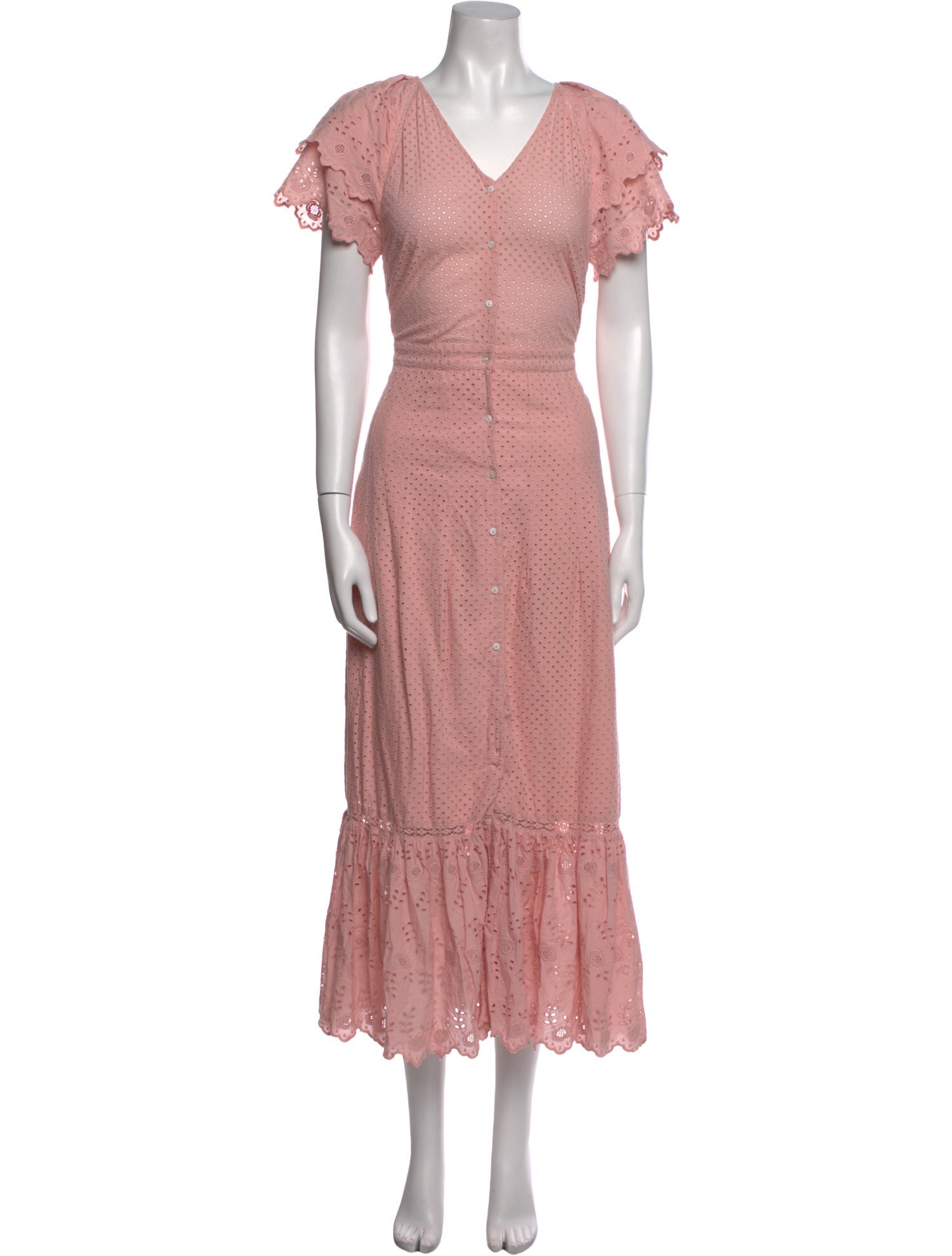 LoveShackFancy V-Neck Midi Length Dress