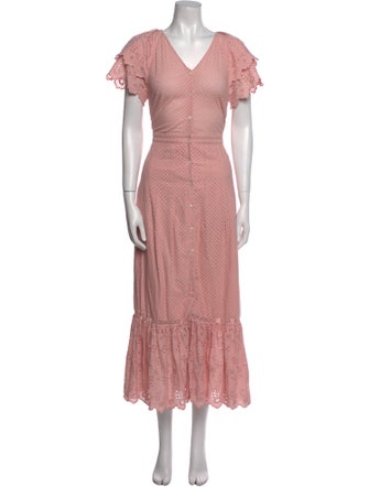 LoveShackFancy V-Neck Midi Length Dress