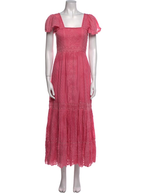 LoveShackFancy Square Neckline Midi Length Dress